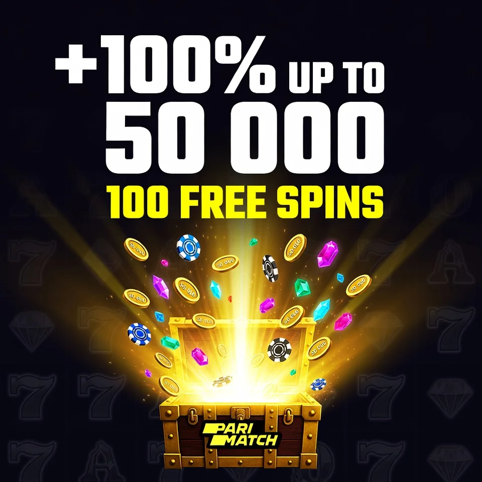 Parimatch bonus golden treasure chest gems coins crystal explosion dark