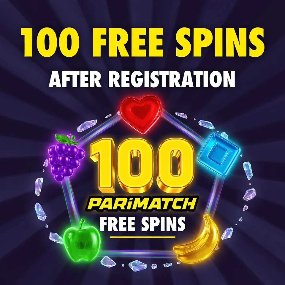 Parimatch free spins Sweet Bonanza candy slot symbols dark neon