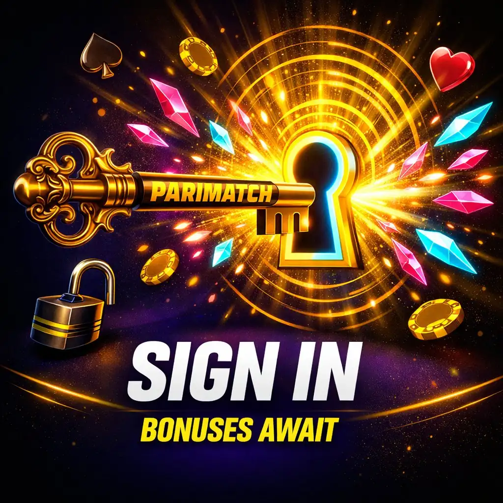 Parimatch login golden key neon keyhole casino chips dark purple yellow