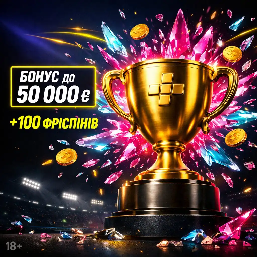 Parimatch welcome bonus golden trophy crystal shards yellow black stadium