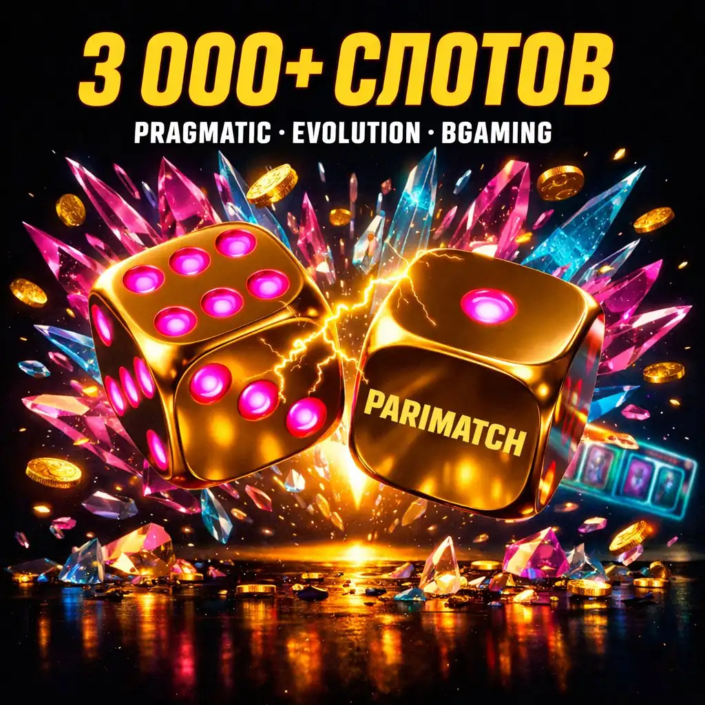 Parimatch casino golden dice set dark neon crystal explosion