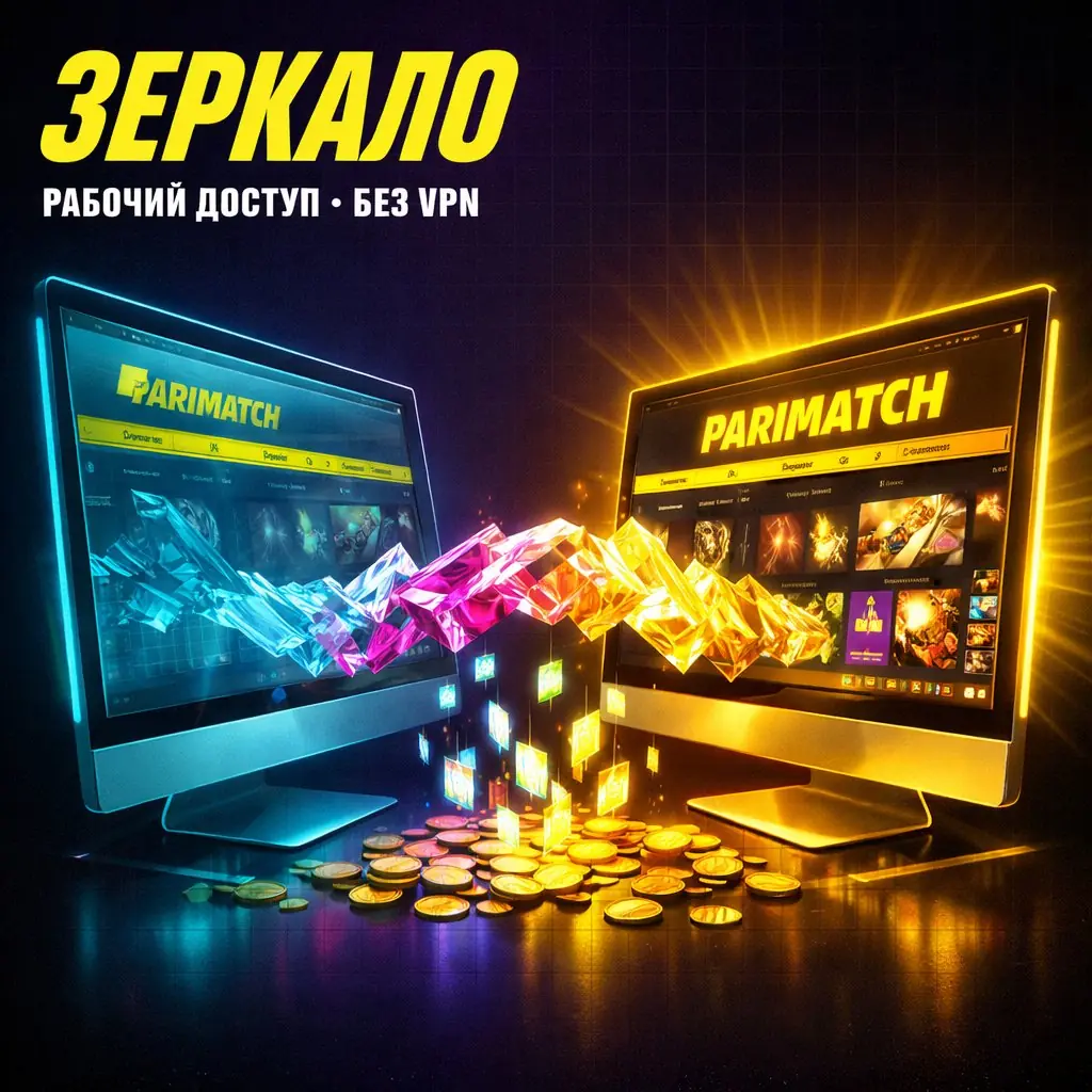 Parimatch mirror dual screens reflection dark neon crystal yellow